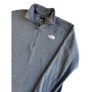 The North Face Mens 1/4 Zip Gray Fleece Pullover Sweater Size L Regular Fit